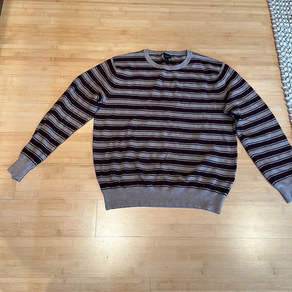 J Crew men’s Striped Gray Sweater